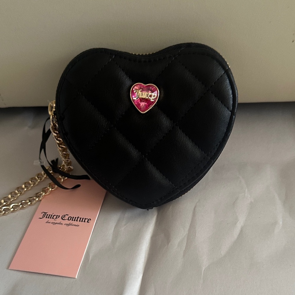 Juicy Couture Black Quilted Heart Mini Bag
